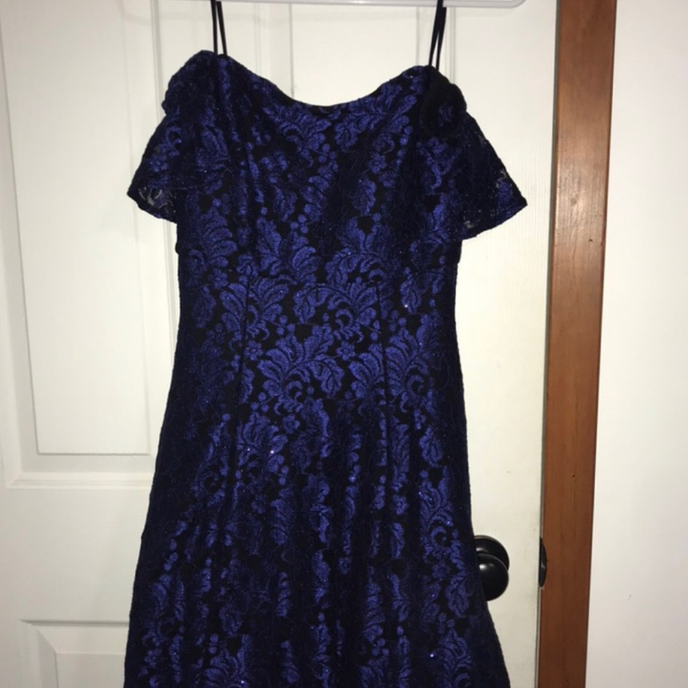 Blue and black prom dress